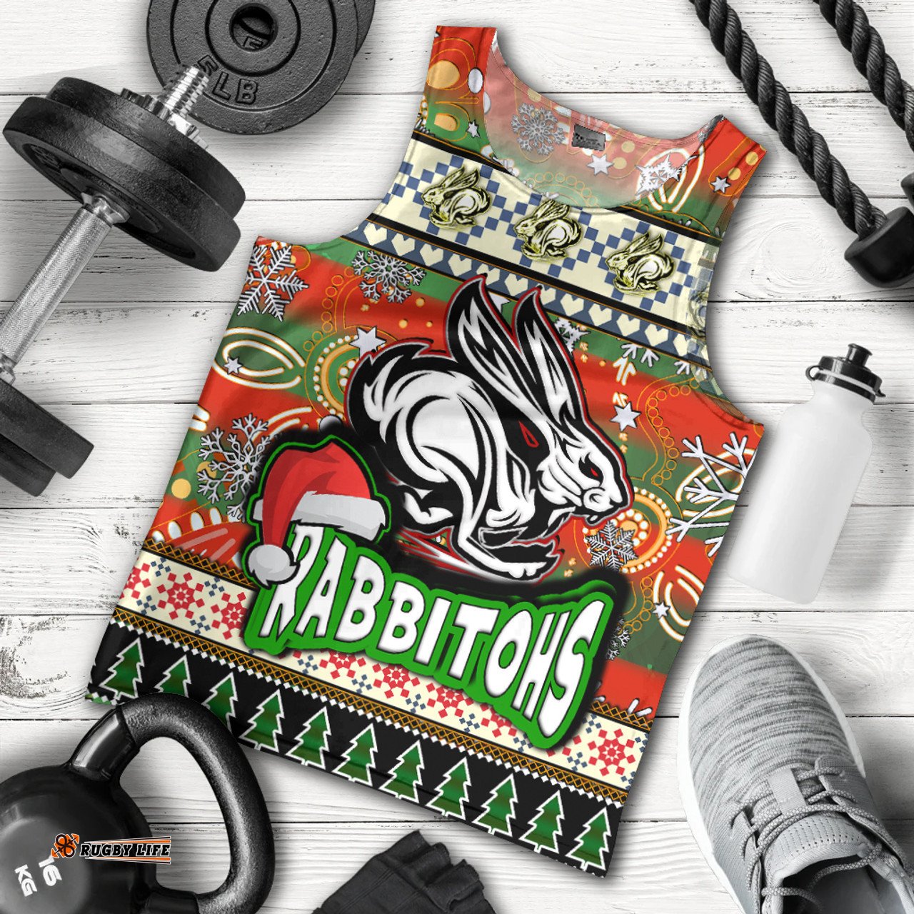 South Sydney Rabbitohs Men Tank Top - Xmas South Sydney Rabbitohs Balls, Snowflake With Aboriginal Patterns Men Tank Top
