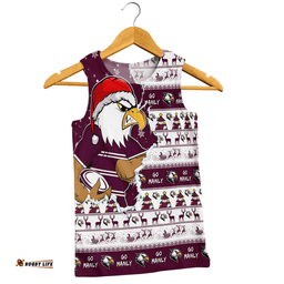 Amazing Aussie Manly Warringah Sea Eagles Merry Ugly Christmas Our Beloved Team Scratch Style Men Tank Top