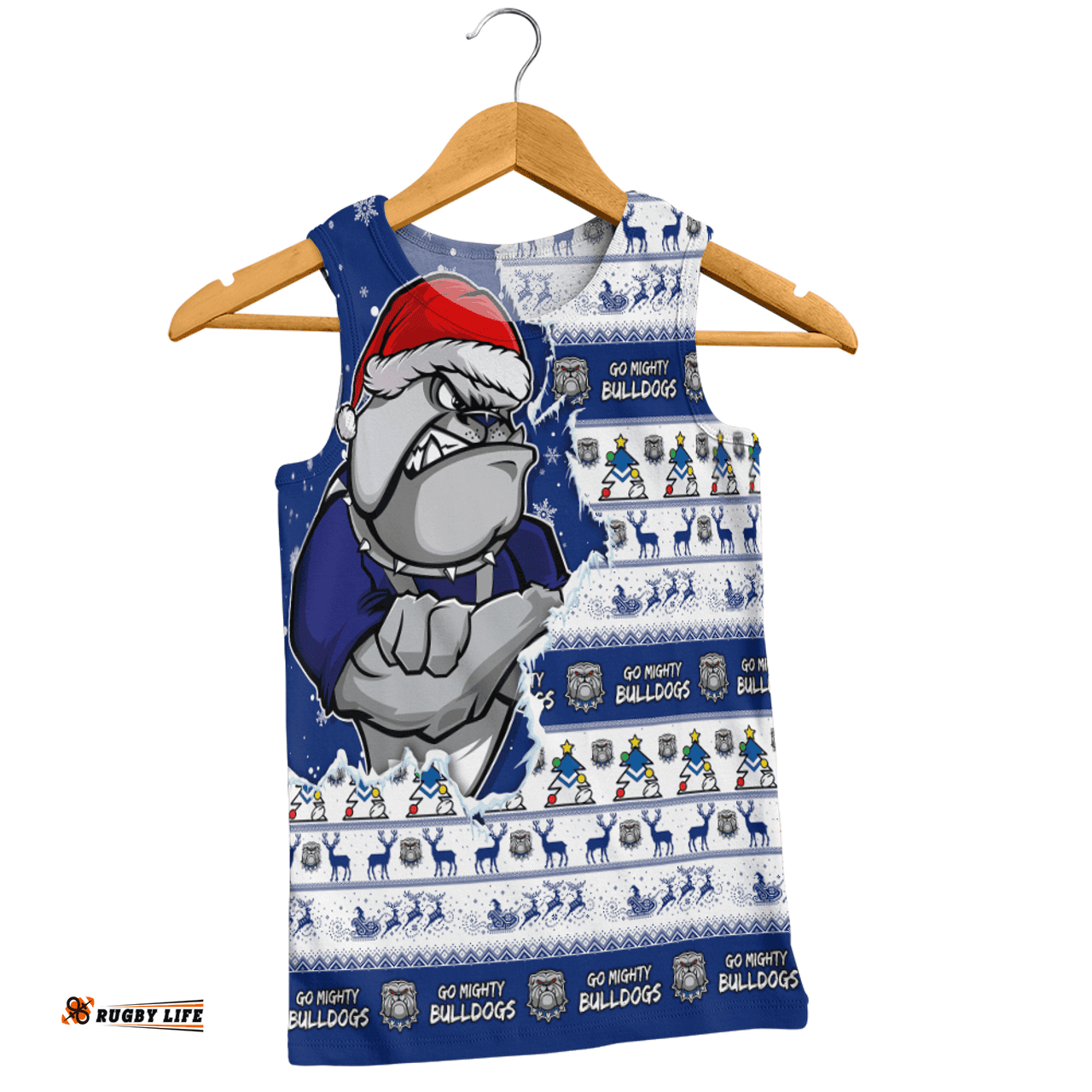 Amazing Aussie Canterbury Bankstown Bulldogs Merry Ugly Christmas Our Beloved Team Scratch Style Men Tank Top