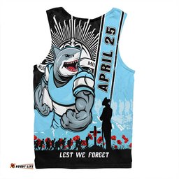 Amazing Aussie Cronulla Sutherland Sharks Anzac Day Lest We Forget Strong Fighting Spirit Men Tank Top