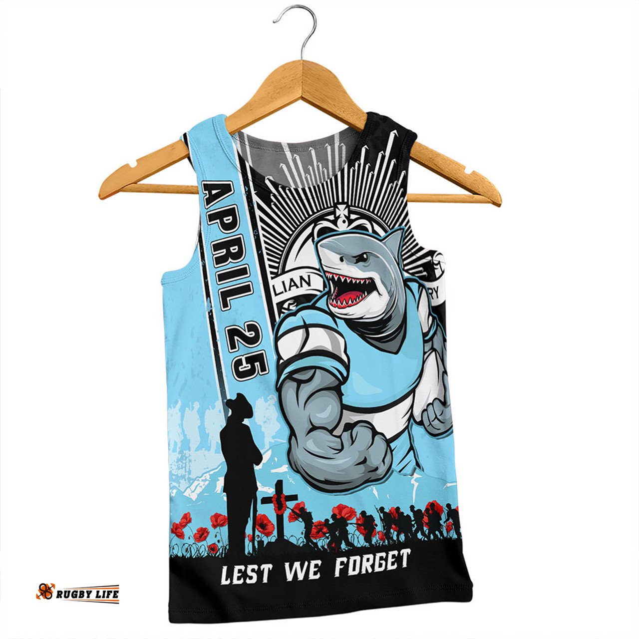Amazing Aussie Cronulla Sutherland Sharks Anzac Day Lest We Forget Strong Fighting Spirit Men Tank Top