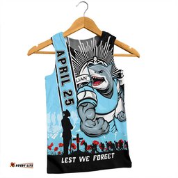 Amazing Aussie Cronulla Sutherland Sharks Anzac Day Lest We Forget Strong Fighting Spirit Men Tank Top