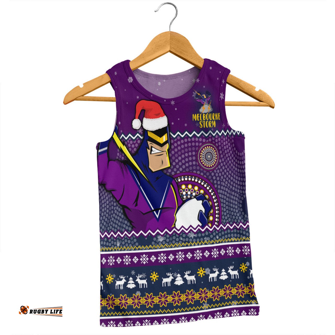 Amazing Aussie Melbourne Storm Christmas Custom Ugly Xmas And Aboriginal Patterns For Die Hard Fan Men Tank Top
