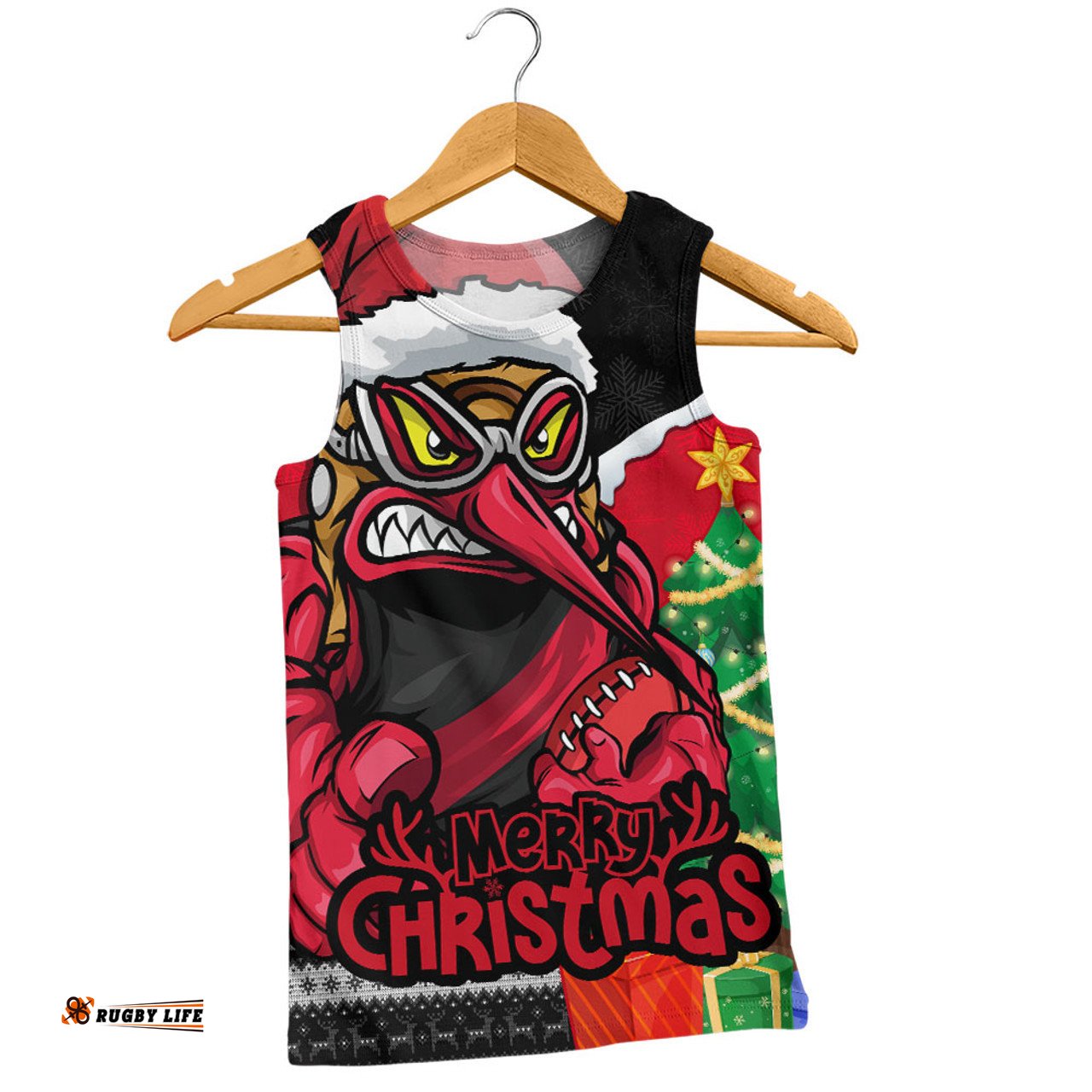 Amazing Aussie Essendon Santa Scoring Touchdown On Christmas Game Day Men Tank Top