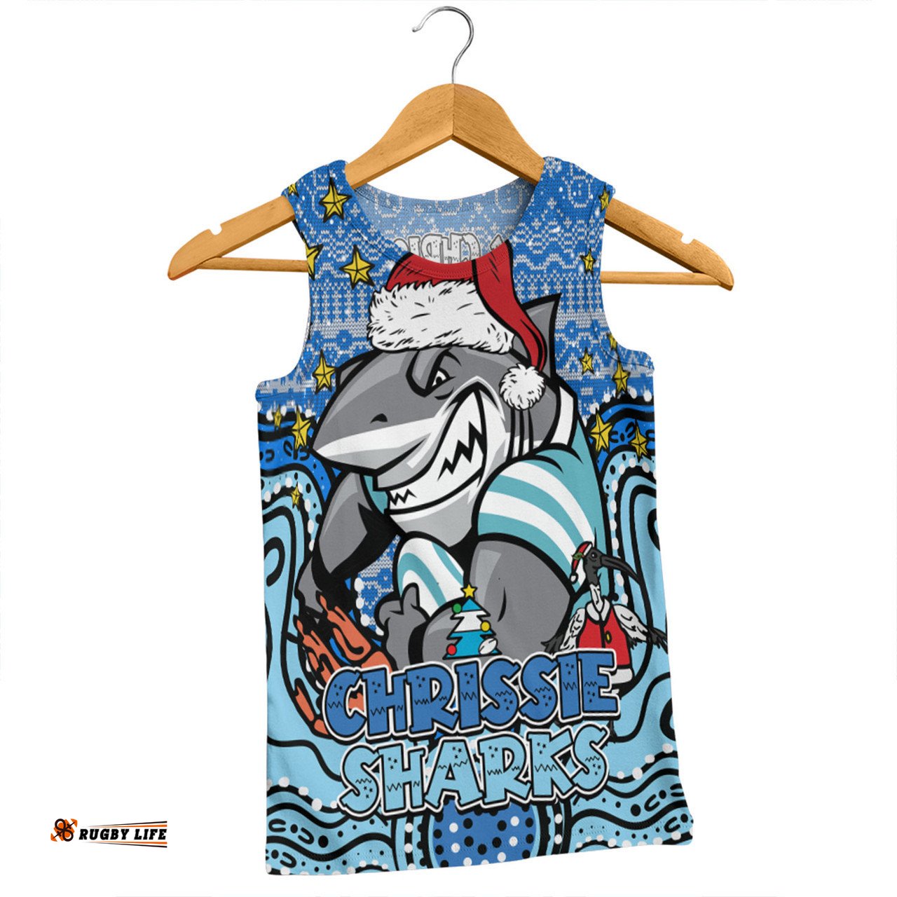 Amazing Aussie Cronulla Sutherland Sharks Christmas Custom Christmas Knit Patterns Vintage Jersey Ugly Men Tank Top