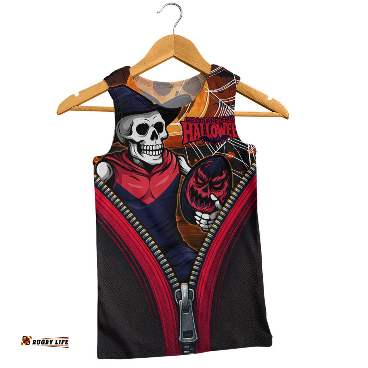 Amazing Aussie Melbourne Halloween Night Reaper Zipper Men Tank Top
