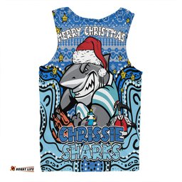Cronulla-Sutherland Sharks Christmas Custom Men Singlet - Christmas Knit Patterns Vintage Jersey Ugly Men Singlet
