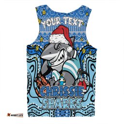 Cronulla-Sutherland Sharks Christmas Custom Men Singlet - Christmas Knit Patterns Vintage Jersey Ugly Men Singlet