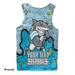 Amazing Aussie Cronulla Sutherland Sharks Custom Team With Dot And Star Patterns For Tough Fan Men Tank Top