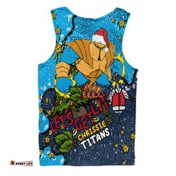 Amazing Aussie Gold Coast Titans Christmas Custom Let's Get Lit Chrisse Pressie Men Tank Top