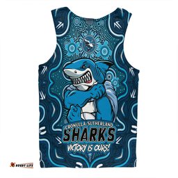 Amazing Aussie Cronulla Sutherland Sharks Aboriginal Pattern Inspired Victory Is Ours Men Tank Top