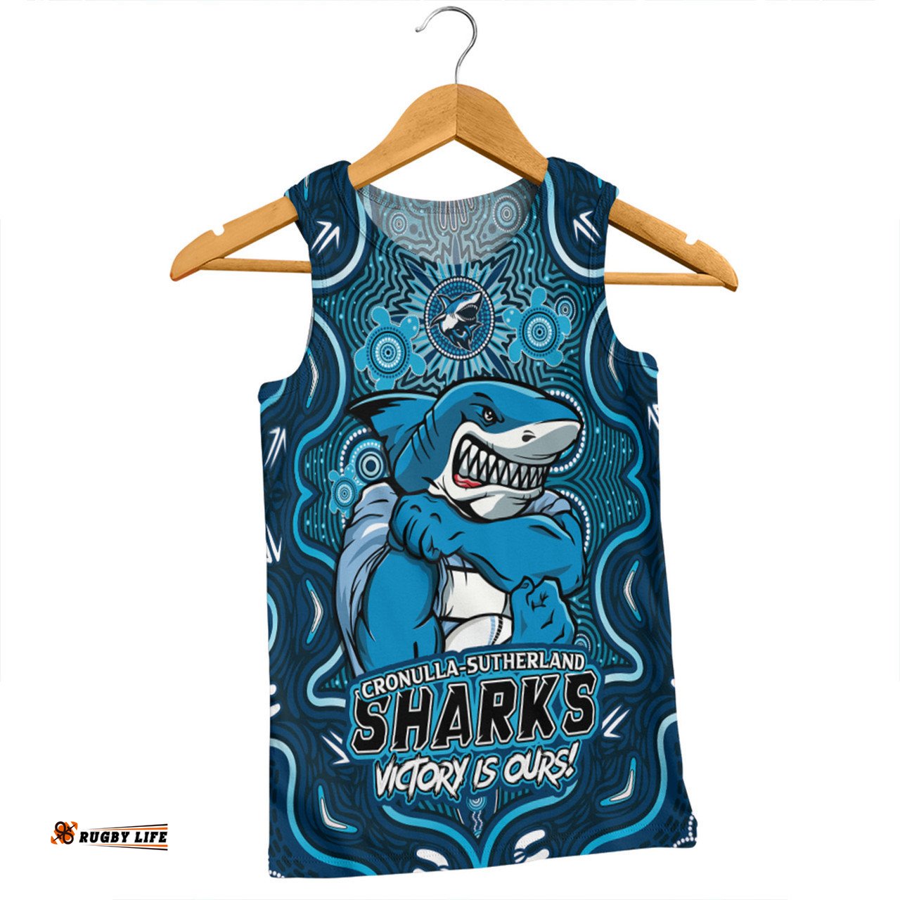 Amazing Aussie Cronulla Sutherland Sharks Aboriginal Pattern Inspired Victory Is Ours Men Tank Top
