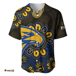Custom Personalised AFL West Coast Eagles 1986 Aboriginal Baseball Jersey Shirt 01