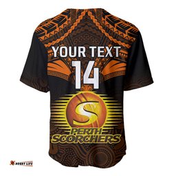 Custom Perth Scorchers Cricket Baseball Jersey Shirt Unique Indigenous Art Mix Polynesian Pattern