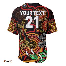 Custom Dolphins Rugby Aboriginal Art Baseball Jersey Shirt NAIDOC Indigenous Tribal