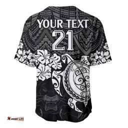 Custom Panthers Rugby Baseball Jersey Shirt Penrith Hibiscus and Turtle With Polynesian Pattern
