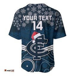 Custom Blues Football Christmas Baseball Jersey Shirt Merry Xmas Mix Aboriginal Art