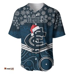 Custom Blues Football Christmas Baseball Jersey Shirt Merry Xmas Mix Aboriginal Art