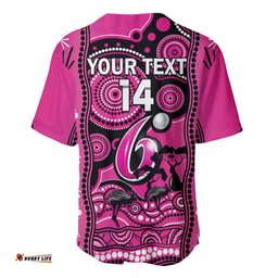 Custom Sydney Sixers Cricket Baseball Jersey Shirt Happy Australia Day Aboriginal Art