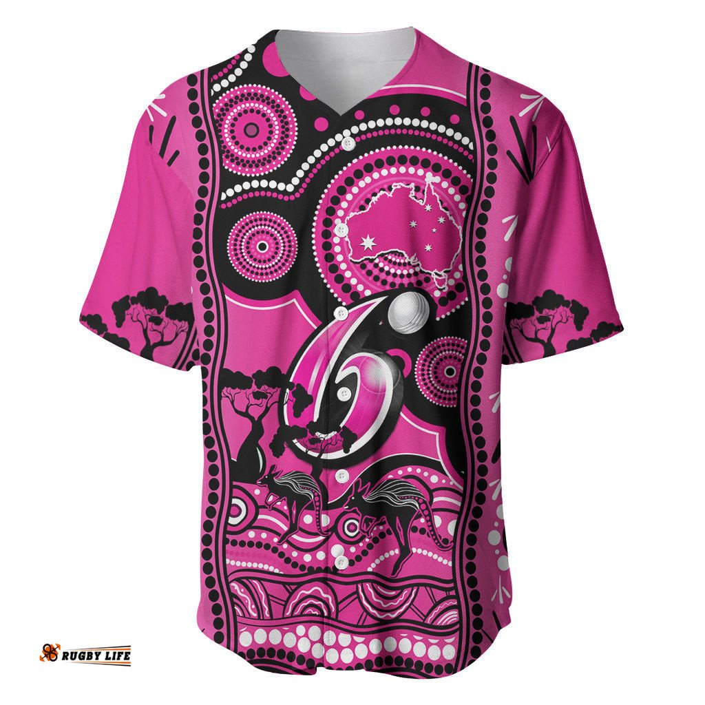 Custom Sydney Sixers Cricket Baseball Jersey Shirt Happy Australia Day Aboriginal Art