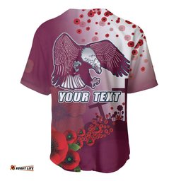 Custom Sea Eagle Rugby ANZAC Baseball Jersey Shirt The Military Soldiers with Red Poppy