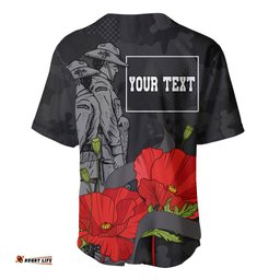 Custom Personalised ANZAC Day Baseball Jersey Shirt Soldiers Fighting at War