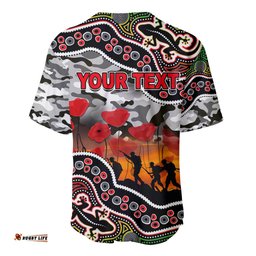 Custom Personalised Anzac Day NRL Panthers Baseball Jersey Shirt Aboriginal Lizard Patterns