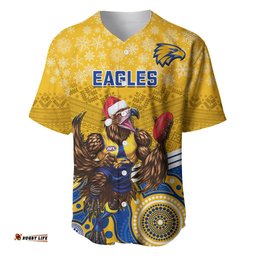Custom Eagles Football Christmas Baseball Jersey Shirt Merry Xmas Mix Aboriginal Art