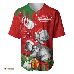 Wombat Lover Baseball Jersey Shirt Australia Merry Christmas Aboriginal