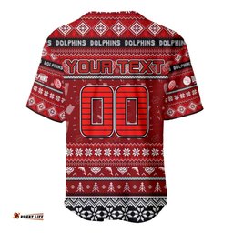 Personalized Dolphins Rugby Xmas Baseball Jersey Shirt Australia NRL Mascot