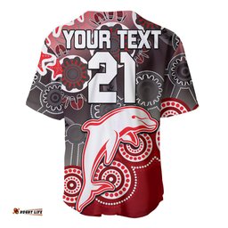 Custom Personalised Redcliffe Dolphins Rugby Baseball Jersey Shirt 04
