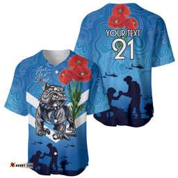 Custom Bulldogs Rugby ANZAC Baseball Jersey Shirt The Military Soldiers with Aboriginal Style