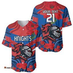 Custom Knights Rugby ANZAC Baseball Jersey Shirt Novocastrians Gallipoli Soldier With Aboriginal Art