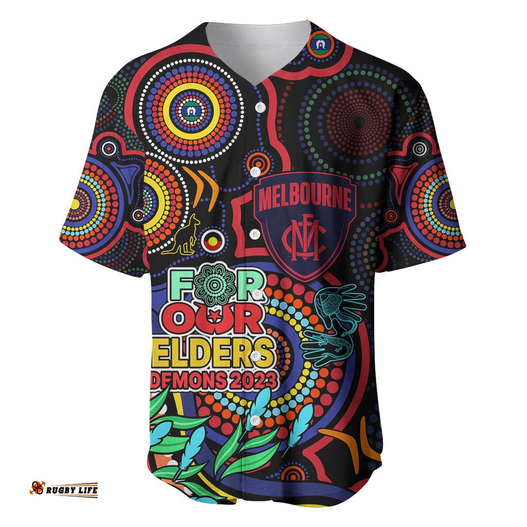 Custom Demons Football Aboriginal Art Baseball Jersey Shirt NAIDOC Indigenous Tribal