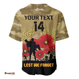Custom Collingwood Football ANZAC Baseball Jersey Shirt Gallipoli Camouflage With Poppies