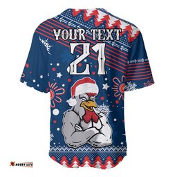 Custom Roosters Rugby Baseball Jersey Shirt Chirstmas Vibe