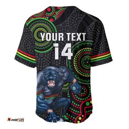 Custom NRL Panthers Baseball Jersey Shirt Indigenous Penrith Dynamic Black Version