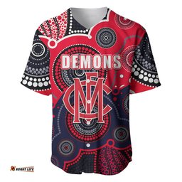 Custom Personalised And Number Demons AFL Baseball Jersey Shirt Aboriginal Patterns 08