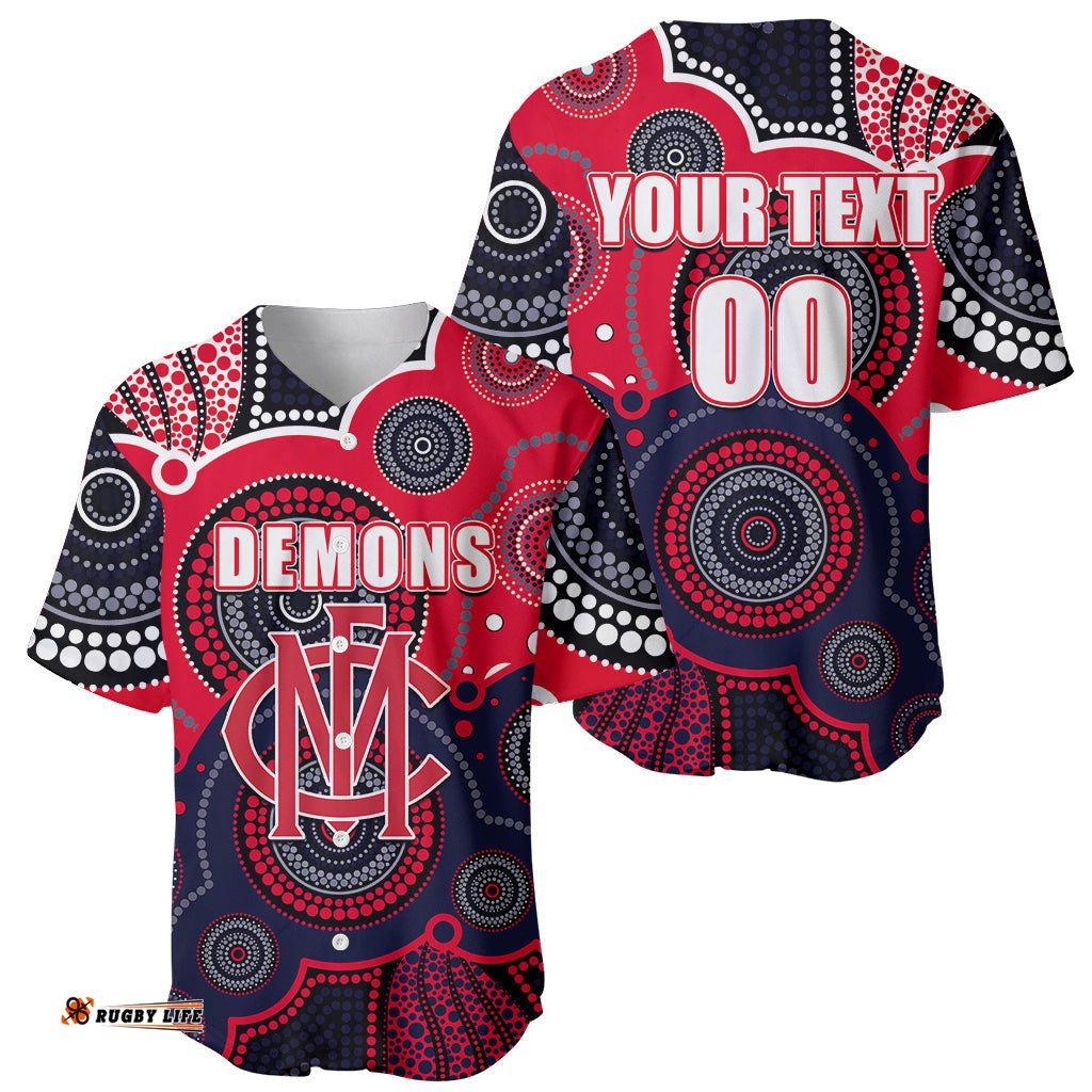 Custom Personalised And Number Demons AFL Baseball Jersey Shirt Aboriginal Patterns 08