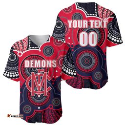Custom Personalised And Number Demons AFL Baseball Jersey Shirt Aboriginal Patterns 08