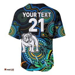 Custom Bulldogs Rugby Aboriginal Art Baseball Jersey Shirt NAIDOC Indigenous Tribal