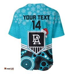 Custom Port Adelaide Football Christmas Baseball Jersey Shirt Merry Xmas Mix Aboriginal Art