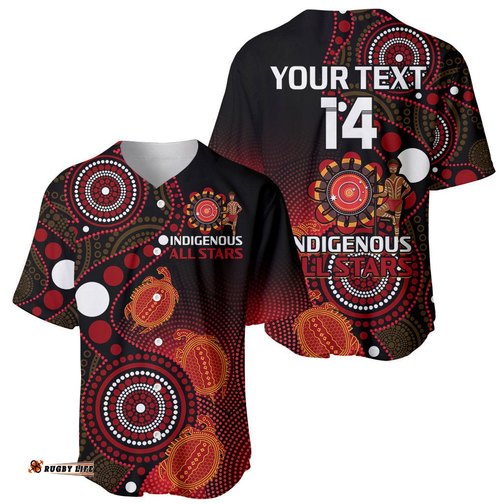 Custom Text And Number Australia Indigenous Rugby Baseball Jersey Shirt All Stars Aboriginal Turtle