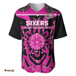 Custom Sydney Sixers Baseball Jersey Shirt We Are The Champions Aboriginal Art