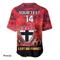 Custom St Kilda Football ANZAC Baseball Jersey Shirt Gallipoli Camouflage With Poppies