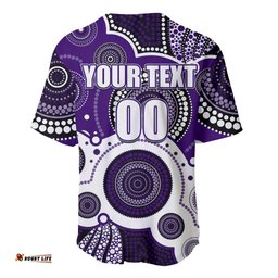 Custom Personalised And Number Freo AFL Baseball Jersey Shirt Aboriginal Patterns 01