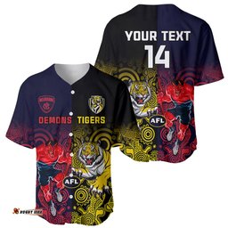 Custom Demons And Tigers Football Baseball Jersey Shirt Together Indigenous Art