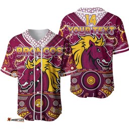 Custom Text And Number Broncos Rugby Baseball Jersey Shirt Indigenous Pattern Artsy Strip Ver.02