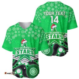 Custom Melbourne Stars Cricket Christmas Baseball Jersey Shirt Merry Xmas Indigenous Art