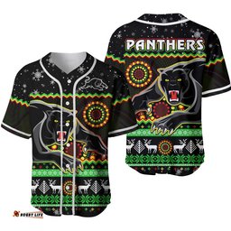 Panthers Christmas Baseball Jersey Shirt Aboriginal Pattern Penrith Black Version 2